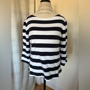 Nautica Blue and White 3/4 Sleeve Tee